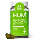 HUM Celery Juice Fiber Gummier for voksne, Første Prebiotiske Celery Juice Gummy, Glutenfri Fiber Supplement Støtter avgiftsbegrensning, Gut Helse, Grønn, Klorophyll & Prebiotic Fiber, 60 Antall