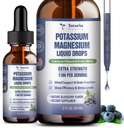 (2 pakker) Kalium Magnesium Supplement flytende dråper - 200 mg Kalium og 600 mg Triple Magnesium Glycinate Flytende Citrat Olje Høy Absorpsjon Potasi Support Bone, Muskel, Leg Cramps