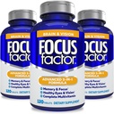 Focus Factor Adults Brain og Vision Supplement, 120 Count- Eye Vitamin, Mineral Supplement, Fullstendig Multivitamin med Lutein & Zeaxanthin - Brain Supplement for fokus, Konsentrasjon, Minne (3 Pk)