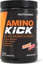 NutraBio Amino Kick - BCAA pulver med naturlig koffein - Aminosyrer Supplement for energi, Hydration & Recovery - BCAA, elektrolytter og aminosyrer - Orange Mango, 30 Serveringer