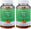 Grunnleggende (tidligere Solimo Fiber 4g Gummy - Digestiv helse, støtter regelmessighet, oransje, sitron og jordbær, 90 gummier (2 per servering) (pakke med 2)