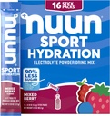 Nuun Sport Electrolyte pulverpakker med magnesium, kalsium, kalsium, klorid og natrium, Hydration Packetter for On-The-Go, blandet Berry Flavor, Glutenfri og vegansk, 16 enkelt serveringer