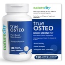NatureCity True-Osteo Plantebasert kosttilskudd for beinstyrke | AlgaeCal kalsium & magnesium, Plantebasert vitamin D3, vitamin K2, silikon | Gentle på magen (120 Veggie Capsules)