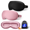 Weighted Eye Mask for Sleeping 2 Pack: Gentle Pressure Blackout Sleep Mask with 3D Contoured Cups, Zero Eye Pressure Sleep Mask for Lash Extensions, Memory Foam Travel Mask, Black Pink