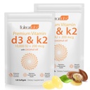 2 Bag Vitamin D3 K2 Supplement Softgel, vitamin D3 K2 Softgel med 10000 IU støtter immun, hjerte, tenner og bein helse, Gratis GMO, Gluten, Soya