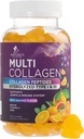 Kollagen Peptides Gummies med 2500 mikrog Biotin - Hydrolysert Protein Type I & III Multi Collagen Supplement med vitamin C & Zinc - Støtte for hår, hud, negler, Tastig orange Flavor - 120 Gummies