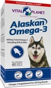 Vital Planet - Alaskan Omega-3 Fish Oil Supplement for hunder med 600 mg Omega-3, høy i DHA og EPA fra Sustainly Harvested Wild Fanget Cold Water Fish, 60 Vanilla Softgels