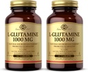 Solgar L-Glutamin 1000 mg, 60 tabletter (pakke med 2) - Naturlig muskelmat - fremmer gastrointestinal (GI) Helse - støtter hjernehelse - Ikke-GMO, Vegansk, Glutenfri, Kosher - 60 Total Services