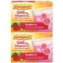 Emergen-C 1000mg vitamin C pulver, med antioksidanter, B vitaminer og elektrolytter, vitamin C kosttilskudd for immun støtte, koffein gratis drikke blanding, bringebær flavor - 60 Count/2 måneds forsyning