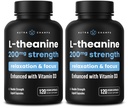 NutraChamps L-Theanine 200 mg kapsler, dobbel styrke L-theanin flytende med vitamin D3, organisk kokosolje, 120 vegansk kapsler (pakke med 2)