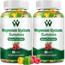Magnesium Glycinate Gummies 400 - Magnesium Supplement for søvn, Stress og muskel lindring Calm Magnesium Chews for voksne og barn med vitamin D, B6 Frukt Flavor, Vegan, 2 Pakker