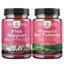 Bundle of PMS Støtte og så Palmetto for kvinner - Hormon Balanse med DIM, Chasteberry, Black Cohosh & Ashwagandha for perioden Cramps og så Palmetto Extract med Maca Root & Biotin for håravfall