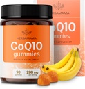 HERBAMAMA CoQ10 Gummies - 200mg Coenzym Q10 for antioksidant støtte - Vegansk, ikke-GMO Daily Energy Support Supplement - 90 Pectin-basert Banan-Flavored Chews