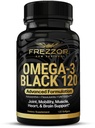 FREZZOR Omega 3 Black - Grønn leppede krus oljekapsler, laget i New Zealand, UAF1000+, Ingen fiskbar ettersmak, 120 greve (pakke med 1)