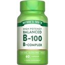 Naturens Sannhet Vitamin B-kompleks | 60 Kapsler | Høy Styrke B-100 | Ikke-GMO & Glutenfri Supplement