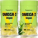 Vegansk Omega-3 DHA Kosttilskudd - Premium Fish Oil Alternativ fra Algae Olje | 90 Carrageenan Free Softgels | Plant Basert Algal DHA Essential Fatty Acids, Non-GMO (Algae, 90 Count (Pack of 2))