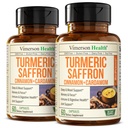 Saffron Supplements – 89mg Saffron Ekstrakt og 1000mg Tumerisk blanding – Turmerisk Supplement med ceylon kanel og kardemom for humør, minne og øye helse – felles kosttilskudd for kvinner og menn – 2 pakke