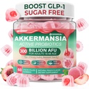 Akkermansia Probiotika Gummier med prebiotika Fiber, 300 milliarder AFU Akkermansia Mucinifila, med polyfenolfrukter, motstandsdyktig Starch, vitamin A D3 B2 for metastaser, Digestive & Gut Health, 1Pack