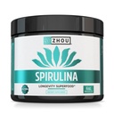 Zhou Spirulina pulver - Blå Grønn Spirulina Superfood for kvinner og menn med vegansk protein, klorofyll & Phycocyanin for glatt energi og lang levetid, drikkeblanding for smoothies - 6 oz Jar (48 serveringer)