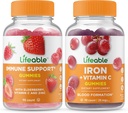 Livelig immun støtte + jern med vitamin C, gummier Bundle - Great Tasting, vitamin Supplement, Glutenfri, GMO Gratis, Chewable