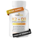 Vitamin D3 5000 IE med vitamin K2 (MK7) Supplement - Premium Immune, hjerte og bein Helse Kapsler - vitamin K2 D3 Kompleks med 5000 IE vitamin D3 og 90mg vitamin K2 mk7-60