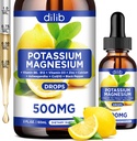 Kalium Magnesium Citrat Supplement, flytende magnesium Citrat Drops 500 mg med Ashwagandha, Kalsium, Sink, vitamin D3, B6, B12, CoQ10 - Vegan 2 fl oz Lemon Flavor