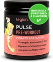 LEGION Pulse Pre Workout - All naturlig nitric oksid preworkout drikk å øke energi, kreatinfri, naturlig søtet, Beta Alanine, Citrulline, Alpha GPC (Pina Colada)