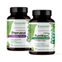 Emerald Labs Bundle med Prenatal 1-Daily Multi (60 Veg Caps) & PureWay-C (90 Veg Caps) - Prenatal Multivitamin med metylert folat, jern og mer * - vitamin C Supplement med R-Alpha Lipoic Acid*