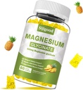 Magnesium Glycinate Gummies 600 mg, Relaxation og Zzz Støtte, Magnesium Kalium Supplement for voksne og barn sukker-fri, vitamin C, B6 og CoQ10 Pineapple Flavor, 60 greve