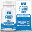 L-metylfolat 15 MG, Optimert og høy bioaktiv Metyl Folat, 5-MTHF Supplement for Mood og immunstøtte, naturlig kosttilskudd for energi, ikke-GMO & Glutenfri, 90 kapsler