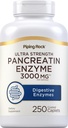 Piping Rock Pancreatin Digestive Enzyms | 3000mg | 250 Caplets | Ultra styrke | Ikke-GMO, Glutenfri Supplement