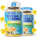 Vegan Omega-3 Gummies 1000mg + Turmeric - Omega 3 Fish Oil Alternativ for voksne - Algae DHA 600mg & EPA 300mg, Vitaminer A, C, E, Sink & MSM, Sukkerfri, 120 Cts