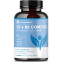 Rene mikronæringsstoffer vitamin D3 K2 Supplement | MK7 100mcg, D3 5000 iu, kalsium + BioPerine | Muskel- og beinhelse, hjerte, immunitet og energistøtte | Vegansk | 60 kapsler