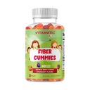 Vitamatic Kids Prebiotic Fiber Gummies – Ekstra styrke 4g Fiber – Null sukker tilsatt – 60 Pektin-baserte gummier – Digestiv helse og regelmessig støtte