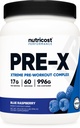 Nutricost Pre-XItress Pre-Workout Complex pulver, blå bringebær, 60 serveringer, vegetarisk, ikke-GMO og glutenfri