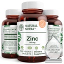 Naturlig Nutra Zinc gluconate 50mg Supplement for immunstøtte, fremmer hud helse, gir ease fra influensa & kaldt, øke læring og minne, forbedre smak og lukt, Glutenfri 50mg 100 Vegan tabletter