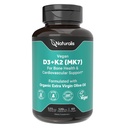 Naturalis Vegansk Vitamin D3+K2 fra Algae | 5000 IU D3 med 120mcg MK7 | Vegansk samfunn sertifisert,Stabilt kildet, Bedre enn dyr avledet | Bedre støtte for Bone & Immune Health * | 60 Softgels