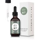 vitamin D3 + K2 Dråper med 1000 IE plantebasert D3 og 45mg K2, 2 oz flytende kosttilskudd for bein styrke, forbedret mood - ingen kunstige preservatives, uovertruffen, med kokosolje