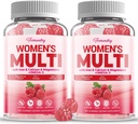 Sugar-fri kvinner multivitamin gummi - høy absorpsjon multivitamin for kvinner Gummy med Omega-3, Astaxanthin, kalsium, jern, vitamin A, C, D3, K2, E, B6, B12 - Støtter hud, hår, energi, immun