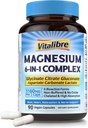Magnesium Complex Supplement 6 i 1, 1160 mg Chelated Magnesium for Max Absorpsjon, Hjelp med bedre søvn, avslapping og nerve rolig, 90 vegansk kapsler, ikke GMO & Glutenfri