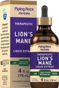 Piping Rock Lions Mane Tinktur | 4 Fl Oz | Mushroom ekstrakt flytende | alkoholfri kosttilskudd | vegetarisk, ikke-GMO, Glutenfri