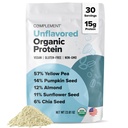 Komplement Organic Unflavored Vegansk Protein pulver (30 Serveringer) Lav karbohydrat, Lav kalorie, Sukkerfri, Soya Free, Ikke-GMO, Glutenfri, Ikke-Dampignon Yellow Pea, Pumpkin Seed- 15g Plante Basert Protein pulver