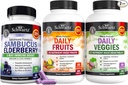 BioSchwartz daglige frukter og grønnsaker Supplement for kvinner og menn (2 måneders forsyning) Plus eldrebær med sink og vitamin C for voksen immunsupport (2 måneders forsyning)