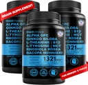 12-i-1 Nootropic Brain Supplement Anhydrous: Ginkgo Biloba for hjernestøtte, minne og fokus - B12, Alpha GPC, L Theanine og Choline Supplements med Bioperine Non Koffeinated 1321mg (180ct)