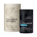Idrettsforskning Collagen Peptider Hydrolysert Type 1 & 3 pulverprotein Supplement lett å blande vital næringsstoffer og proteiner og dobbel styrke L-Theanine Supplement for fokus, avslapning og varsling