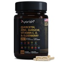 Quercetin Zink Vitamin C-vitamin D Bromelain Elderberry - Lunge immunstøtte Supplement voksne med Artemisinin, Hav Moss, Echinacea, Allergi Relief 120 Count