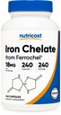 Nutricost Chelated Jern (fra Ferrochel) 18 mg, 240 kapsler - Glutenfri, ikke GMO Iron Chelate Supplement