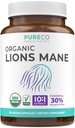 Organiske Lions Mane Supplement Kapsler - USDA Organisk Mushroom Supplement Kapsler med 1000mg Lions Mane 10:1 Ekstrakt per servering med 30% Polysaccharides - Vegan & ikke-GMO (1 måneds forsyning)