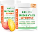 GOBIOTIX Super Greens og Reds Powder - Rød og grønn Superfood - Probiotiske Supplement - Digestive Enzymer og Beet Root Powder - Økologisk Hele Mat Kosttilskudd (Mango, 2 Pack)