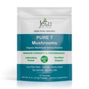 Jetsu Pure 7 Organic Mushroom Extract pulver, Chaga, Cordyceps, Lion's Mane, Maitake, Reishi, Shiitake & Tyrkia Tail Mushrooms Supplement, for immunstøtte, Fokus, Energi